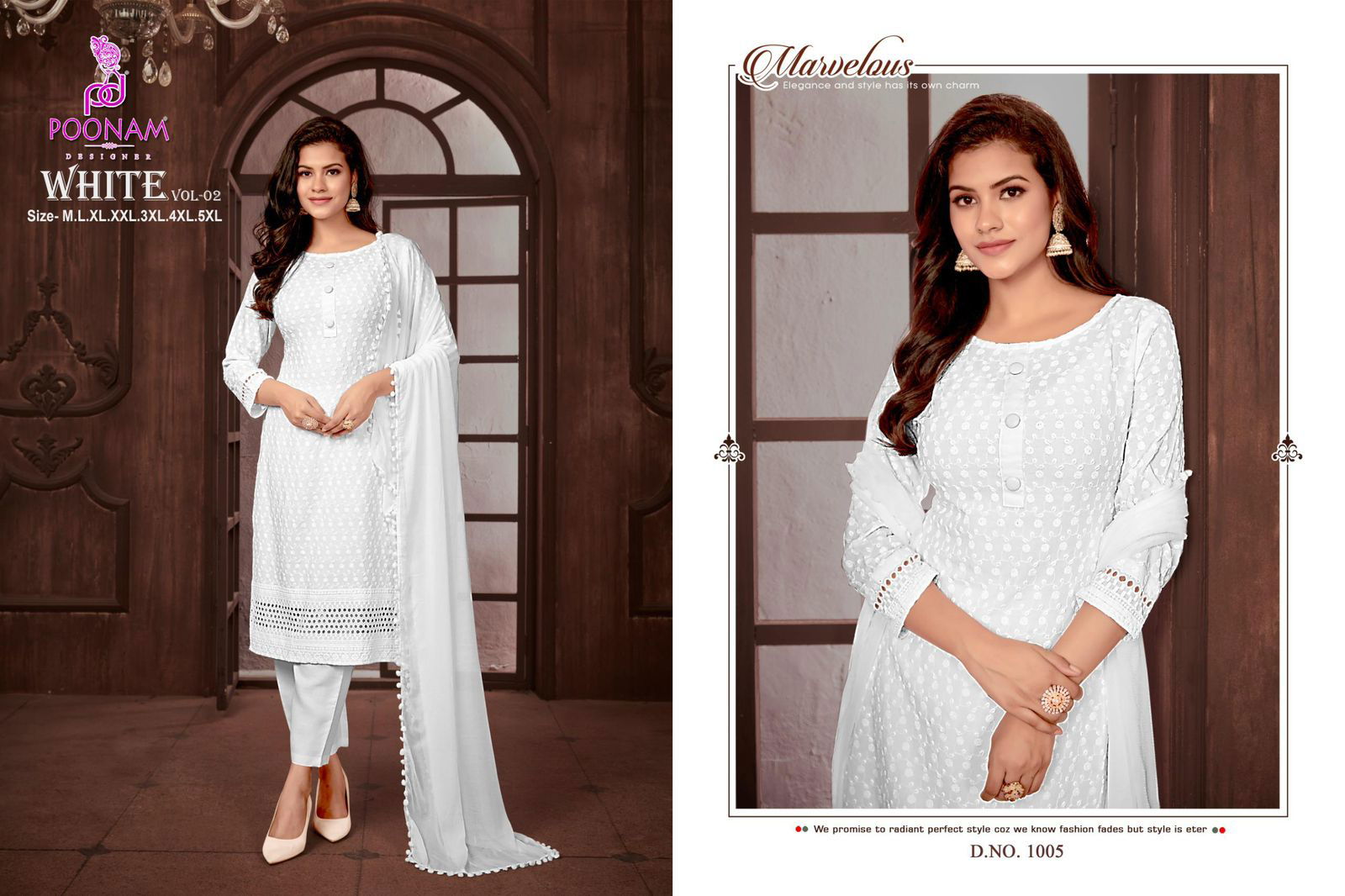 White Vol 2 By Poonam White Rayon Kurti With Bottom Dupatta Wholesale Online
